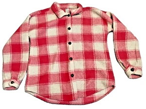 Carters Kid Pink White Checkered Long Sleeve Flannel Shirt 14 Button Front Plaid - Picture 1 of 2