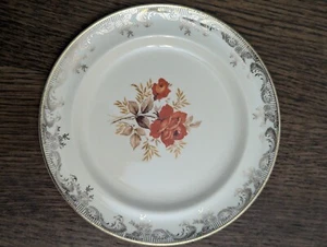 7 Vintage Empress Orange Rose Sears Roebuck 22 ct. Gold Oven Proof Bread Plates - Picture 1 of 9