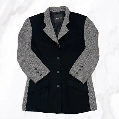 Blazer Marciano Feminino 100% Lã Preto Estampa Espinha de Arenque, Tamanho 6 - Imagem 1 de 4