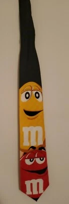 Corbata cuello M&Ms Marte roja y amarilla M&M sonriente posiblemente vintage Foto 1 de 4