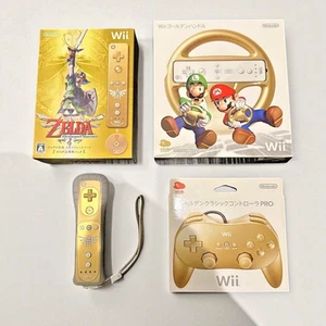 Club Nintendo Wii Zelda Remote Handle Classic Controller Pro Nunchuck Gold USED - Picture 1 of 24