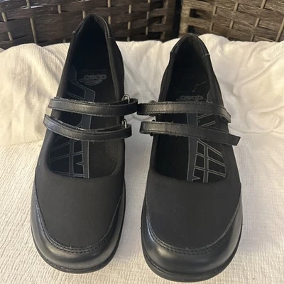 Abeo Smart Systems Mary Jane Sz 9 Black Flats Double Strap Leather 3510 - Image 1 of 4