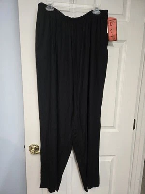 Pantalones largos BOP Rayón 3XL negros fáciles cintura elástica para mujer Foto 1 de 4
