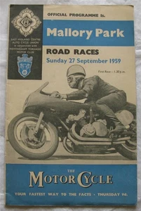 Mallory Park 27. September 1959 Straßenrennen Motorrad offizielles Programm - Bild 1 von 2
