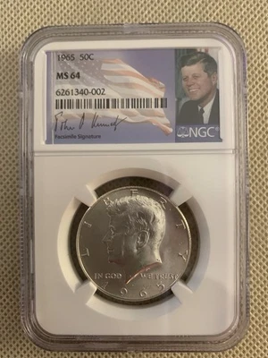 1965 Kennedy Half Dollar, MS 64, NGC - Image 1 of 2