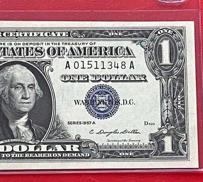 1957A  $1 Dollar Silver Certificate (Blue Seal) Block A-A , Uncirculated - Image 1 of 3