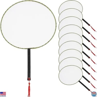 Ручные вентиляторы EXCEART белый шелк упаковка 10 шт. - сделай сам холст без рисунка для художественных проектов - Изображение 1 из 4