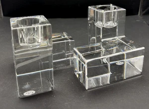 2er Set Kerzenständer Baccarat Kubistischer Würfel Made in France - Bild 1 von 9