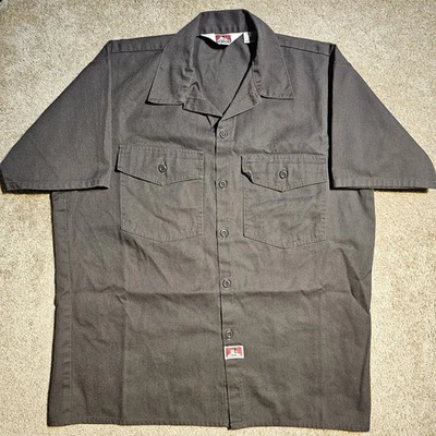 Vintage Ben Davis USA Gray Heavy Khaki Mens M Button-Up Shirt Rockabilly Punk  - Image 1 of 4