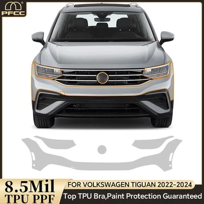 For Volkswagen Tiguan 2022-2024 Front Bumper Precut Paint Protection Film PPF - Image 1 of 4