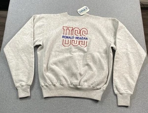 VINTAGE Deadstock USS Ronald Reagan Sweatshirt Mens Large US Navy USA MADE NWT - Picture 1 of 16