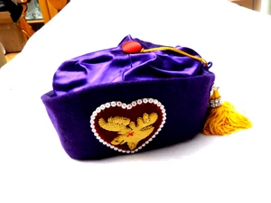 Vintage Royal Order Of Moose Lodge Hat with Purple Satin Bag And Pins - Picture 1 of 7