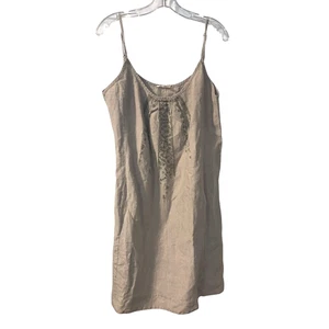 Eileen Fisher Women's Embroidered Linen Slip Dress Size XL Tan Beachy Coastal - Picture 1 of 6