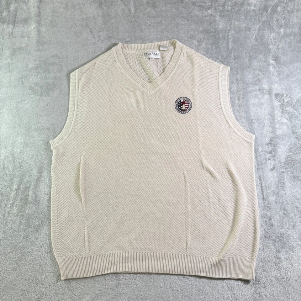 Chaleco Suéter XL De Colección Tehama Para Hombres 2005 US Open Pinehurst Golf Cuello en V 100 Algodón Foto 1 de 4