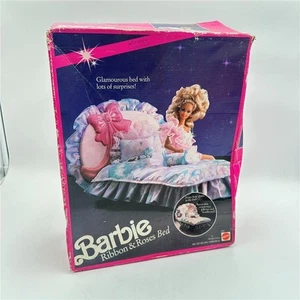 Vintage 1987 Barbie Ribbons and Roses Bed Set Complete OPEN BOX - Picture 1 of 11