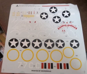 Accurate Miniatures 1/48th Scale B-25C Mitchell - Decals from Kit No. 3431-0300 - Bild 1 von 2