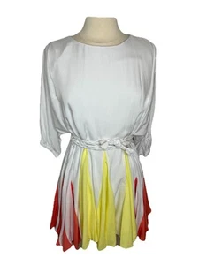 New Aakaa Mini Dress Godet Braided Tie Waist Festival Boho Dolman Sleeve S - Picture 1 of 10