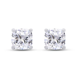 2 Ct Cushion Cut Diamond Solitaire Stud Earrings 14K White Gold Lab Grown - Picture 1 of 4