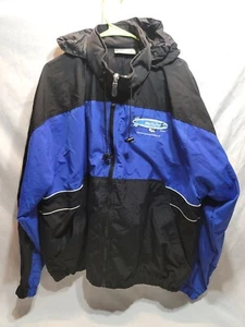 Metlife Vintage Full Zip Hooded Wind Jacket Size 2XL Snoopy Blue Black - Picture 1 of 5