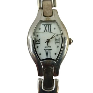 Ladies Fashion Quartz Wrist Watch Silver 7.5" Band Japan Broken Glass Untested - Picture 1 of 11