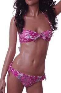 Womens Junior Pink White Hawaiian Bikini Swimsuit 2 Piece Bathing Suit Small NEW - Picture 1 of 2