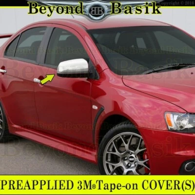 2008 2009 2010 2011 2012 2013 2014 Mitsubishi Lancer CHROME 2Pc Mirror Covers - Image 1 of 2