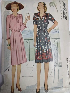 Dress Pullover V Neck 18 McCalls 5535 Sewing Pattern Cut VTG 40s Belted Knee - Picture 1 of 7