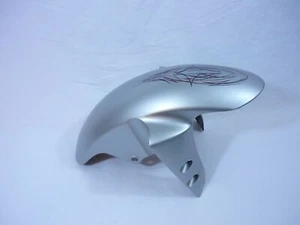 YAMAHA 02-08 YZF R1 & 2005 R6 FRONT FENDER COWL FAIRING SILVER CUSTOM PINSTRIPE - Picture 1 of 10