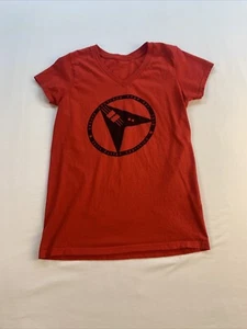 Badaxe Boutique Guitar Shop District Made Red Short Sleeve V-neck T-Shirt Small - Picture 1 of 8
