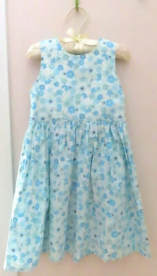 全新无标签 Under The Nile 女孩尺寸 3T 有机棉连衣裙浅蓝色花卉印花 — 第 1/4 张图片