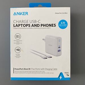 Anker- 60W PowerPort Atom 3 PD USB-C PD w/ USB-C to C Cable 6ft - White