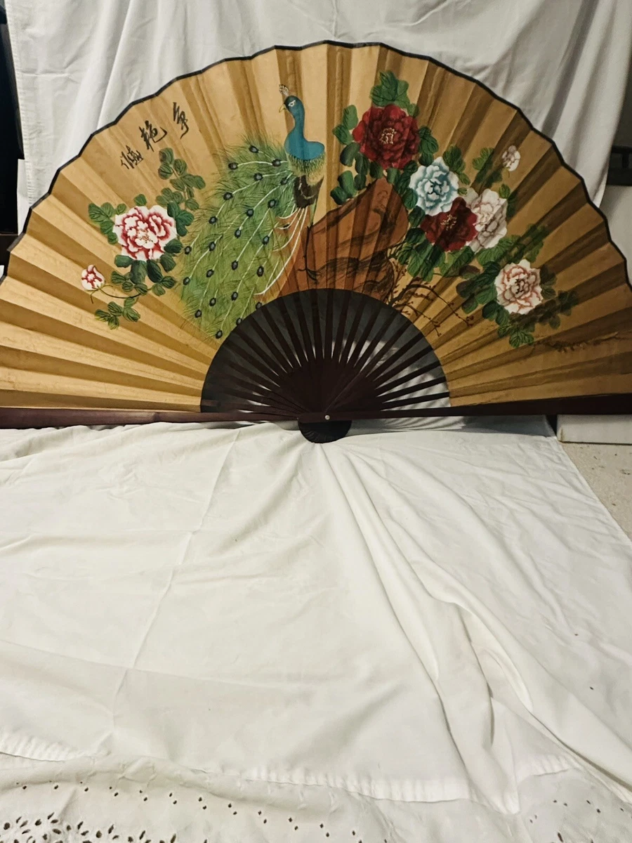 多色木质初级中国古董风扇| eBay
