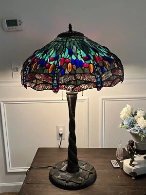 Tiffany Studios Reproduction Multi-Colored Dragonfly Lamp Leaded Shade - Image 1 of 4