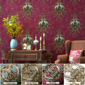 10M AB European Luxury Damask Stripes Wallpaper Embossed Textured Non-woven Roll - Picture 1 of 26