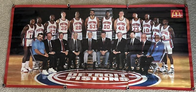 Vintage 1990 Mcdonald's Detroit Pistons NBA Double-Sided 3 Poster Set - Image 1 of 4