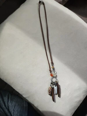 Colar de pérolas cornalina citrino concha couro prata 0,925 Silpada  - Imagem 1 de 2