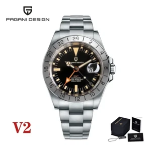 2024 Neu Pagani Design GMT Herren Automatik Mechanische Uhr Retro 200M PD1693 - Bild 1 von 7
