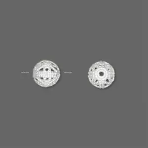 6mm Silver Plated Filigree Hollow Round Beads (100) - Picture 1 of 1