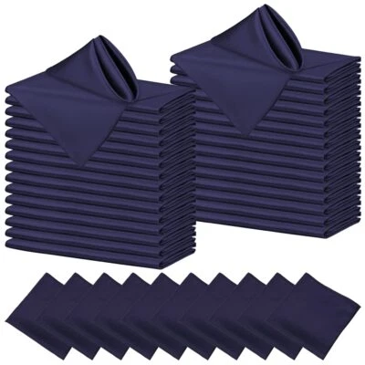 30er-Pack Stoffservietten Vollzwirn Damast Atlaskante 43 x 43 cm blau - Bild 1 von 4