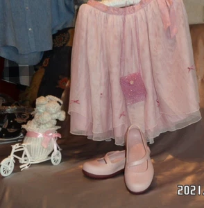 Pure SILK Smart MONSOON LIGHT PINK SKIRT SILK + MESH Party HANDBAG GIRL 8-10 y - Picture 1 of 10