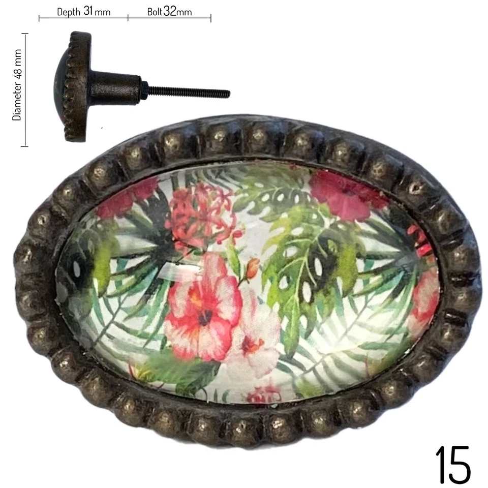 Metal Glass CABINET DOOR KNOBS Vintage Shabby Chic Drawer Handles Vintage Pulls - Image 1 of 1