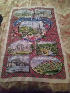 Souvenir cucina vintage Edimburgo Scozia tutto puro lino waffle tessuto tartan! - Foto 1 di 8