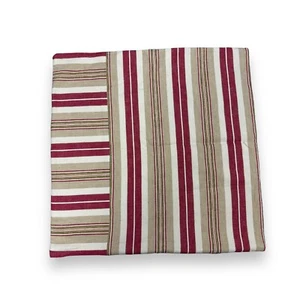 Pottery Barn Red Tan Striped Throw Pillow Cover 18" x 18" Linen Blend Zipper - Picture 1 of 6