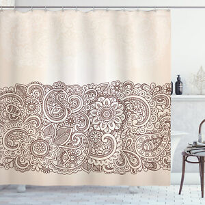 Henna Shower Curtain Mandala Paisley Pattern Print for Bathroom