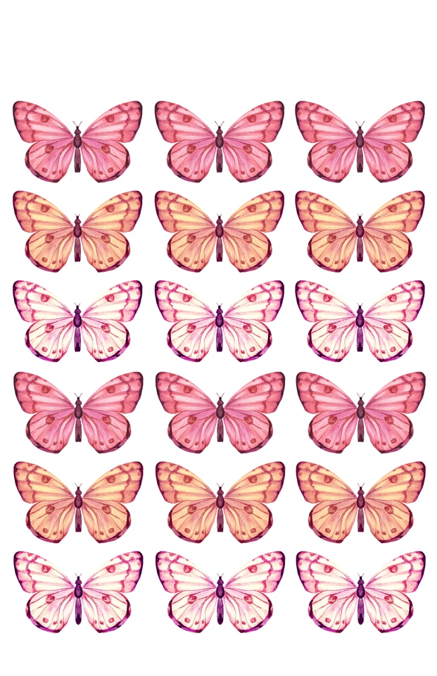 TOPPER DE CUPCAKES COMESTIBLE 36 MARIPOSAS DESNUDAS DULCE PREMIUM OBLEA TARJETA PASTEL PRECORTADO Foto 1 de 2