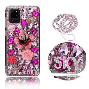 Bling Diamond Sparkly Pink Flower Personalised Name Custom Soft Phone Cover Case