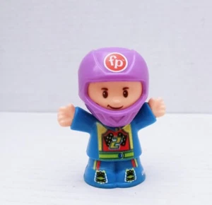Little People Race Car Driver 2 Boy Replacement Figure Fisher Price Purple Blue - Picture 1 of 5