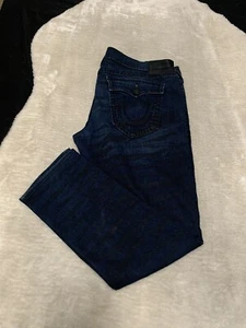 True Religion Geno Relaxed Slim Blue Mens Striped Print  Jeans Size 44x33 - Picture 1 of 8