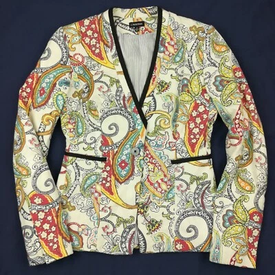 Chaqueta Blazer J Peterman Cachemira Floral Algodón Forrada Chaqueta Mujer Talla 0 Foto 1 de 4