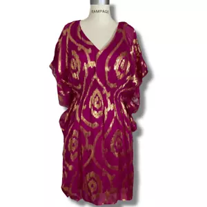 Oleg Cassini Damengröße 8 leichtes warmes rosa goldfarbenes Kleid V-Ausschnitt knielang - Bild 1 von 7